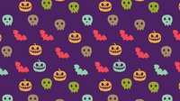 Halloween pumpkins and bats and skulls