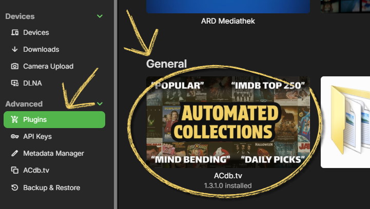 Find the plugin in the Emby plugin Gallery under the General section. ACdb.tv plugin in the Emby plugin gallery