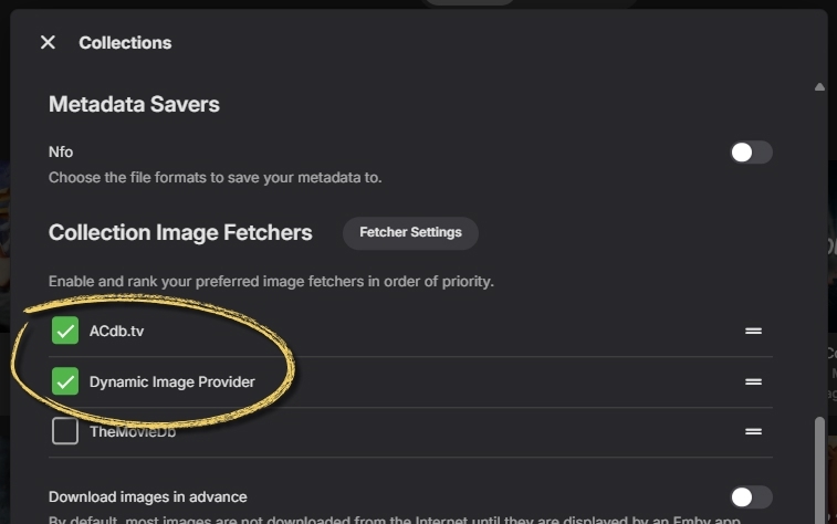 Move ACdb.tv to the top and make sure it's enabled.